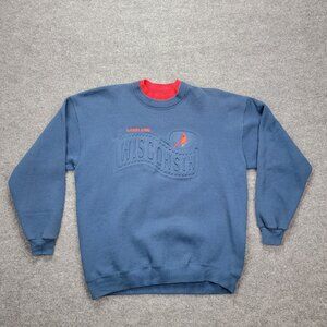 Lakeland Wisconsin Lee Heavyweight Sweater Mens XL Blue Pullover Made‎ in USA